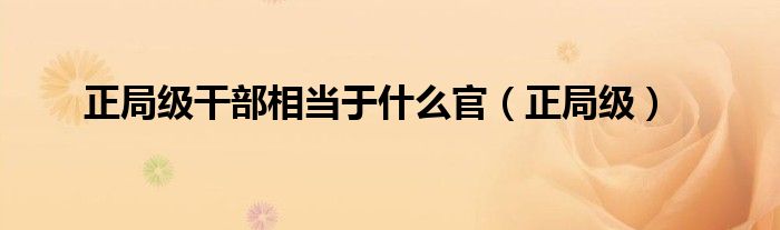 正局级干部相当于什么官（正局级）