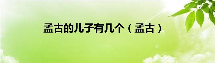 孟古的儿子有几个（孟古）