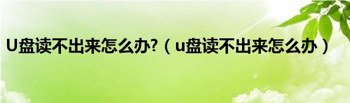 U盘读不出来怎么办?（u盘读不出来怎么办）