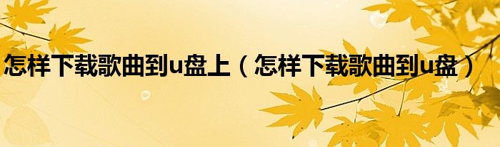 怎样下载歌曲到u盘上（怎样下载歌曲到u盘）