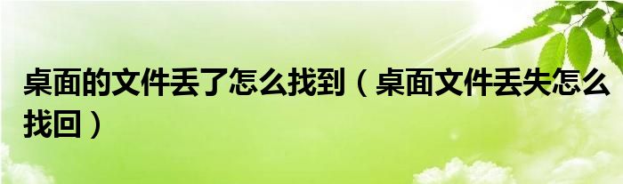 桌面的文件丢了怎么找到（桌面文件丢失怎么找回）