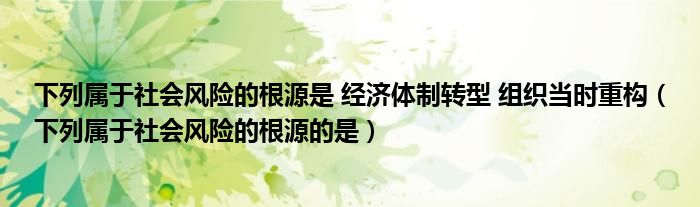 下列属于社会风险的根源是 经济体制转型 组织当时重构（下列属于社会风险的根源的是）