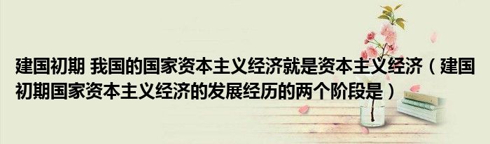 建国初期 我国的国家资本主义经济就是资本主义经济（建国初期国家资本主义经济的发展经历的两个阶段是）