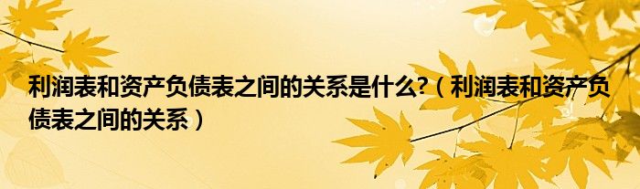 利润表和资产负债表之间的关系是什么?（利润表和资产负债表之间的关系）