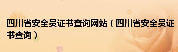 四川省安全员证书查询网站（四川省安全员证书查询）