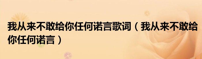 我从来不敢给你任何诺言歌词（我从来不敢给你任何诺言）