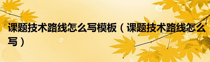 课题技术路线怎么写模板（课题技术路线怎么写）