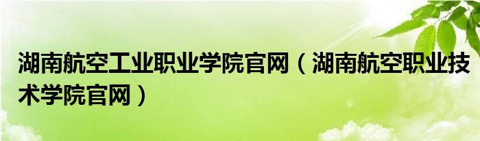 湖南航空工业职业学院官网（湖南航空职业技术学院官网）