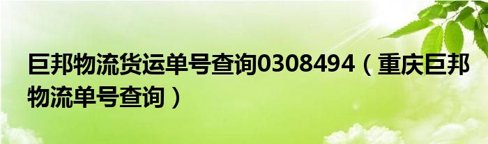 巨邦物流货运单号查询0308494（重庆巨邦物流单号查询）