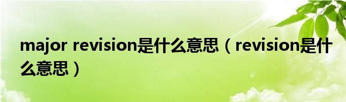 major revision是什么意思（revision是什么意思）