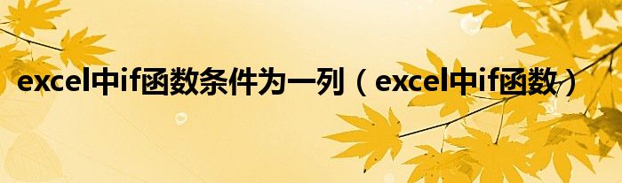 excel中if函数条件为一列（excel中if函数）