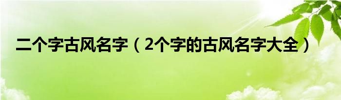 二个字古风名字（2个字的古风名字大全）