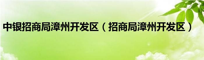 中银招商局漳州开发区（招商局漳州开发区）