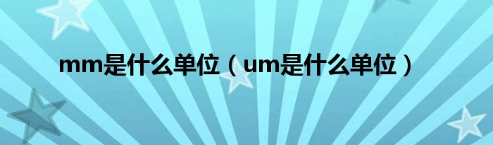 mm是什么单位（um是什么单位）