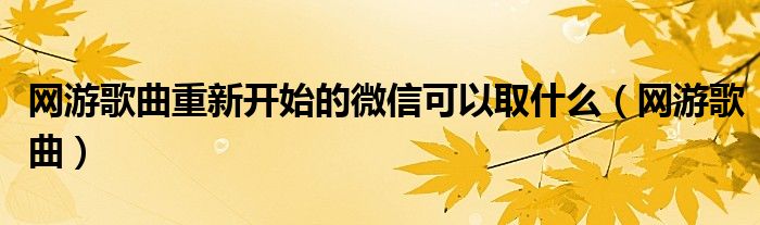 网游歌曲重新开始的微信可以取什么（网游歌曲）