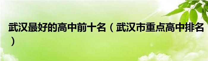 武汉最好的高中前十名（武汉市重点高中排名）