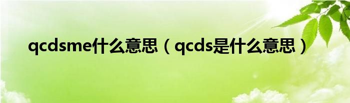 qcdsme什么意思（qcds是什么意思）