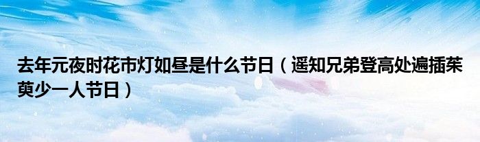 去年元夜时花市灯如昼是什么节日（遥知兄弟登高处遍插茱萸少一人节日）