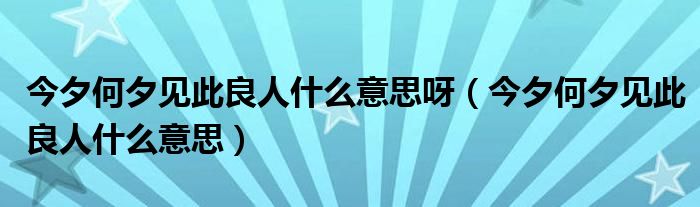 今夕何夕见此良人什么意思呀（今夕何夕见此良人什么意思）