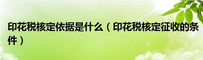 印花税核定依据是什么（印花税核定征收的条件）