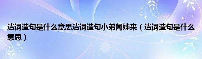 遣词造句是什么意思遣词造句小弟闻姊来（遣词造句是什么意思）