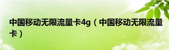 中国移动无限流量卡4g（中国移动无限流量卡）