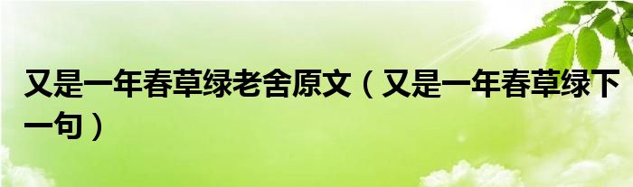 又是一年春草绿老舍原文（又是一年春草绿下一句）