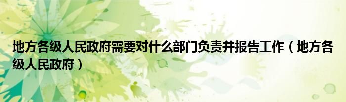 地方各级人民政府需要对什么部门负责并报告工作（地方各级人民政府）