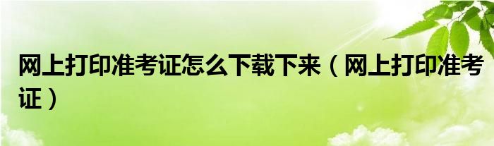 网上打印准考证怎么下载下来（网上打印准考证）