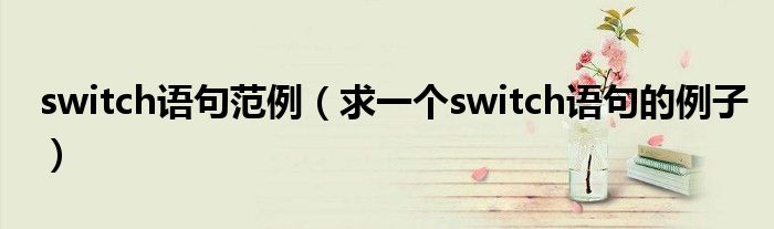 switch语句范例（求一个switch语句的例子）