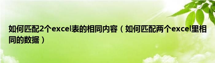 如何匹配2个excel表的相同内容（如何匹配两个excel里相同的数据）