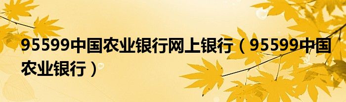 95599中国农业银行网上银行（95599中国农业银行）