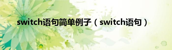 switch语句简单例子（switch语句）