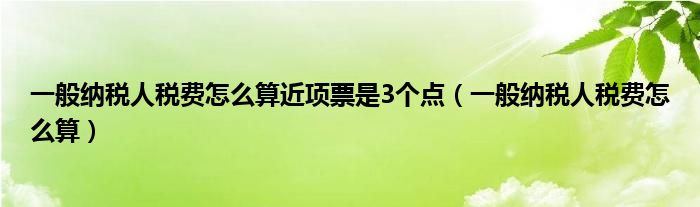 一般纳税人税费怎么算近项票是3个点（一般纳税人税费怎么算）