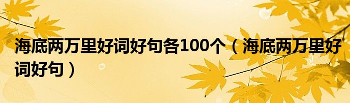 海底两万里好词好句各100个（海底两万里好词好句）