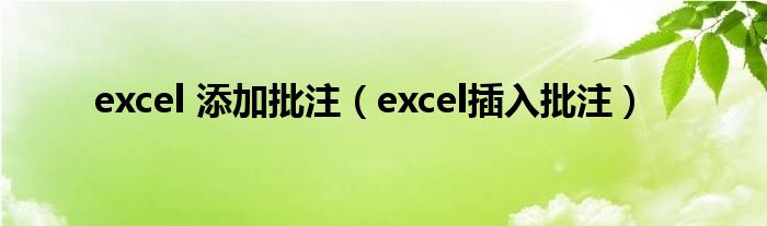 excel 添加批注（excel插入批注）