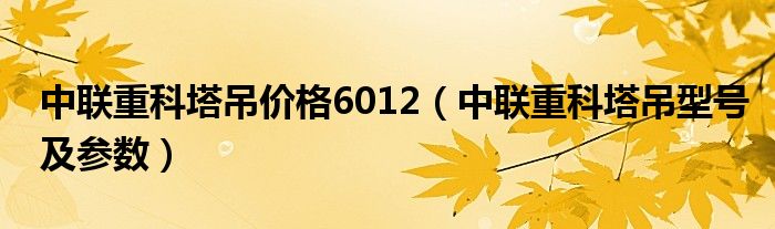 中联重科塔吊价格6012（中联重科塔吊型号及参数）