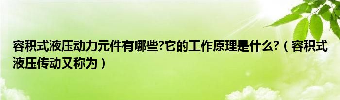 容积式液压动力元件有哪些?它的工作原理是什么?（容积式液压传动又称为）