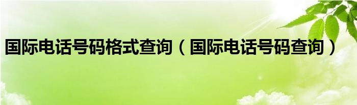 国际电话号码格式查询（国际电话号码查询）