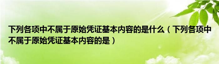 下列各项中不属于原始凭证基本内容的是什么（下列各项中不属于原始凭证基本内容的是）