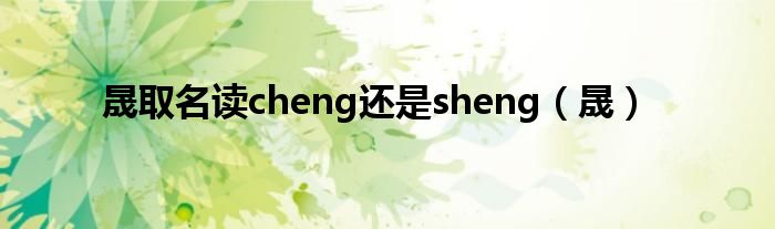 晟取名读cheng还是sheng（晟）