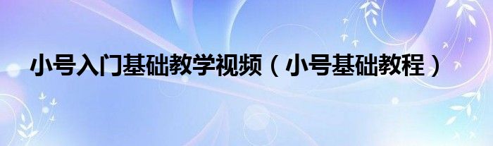 小号入门基础教学视频（小号基础教程）