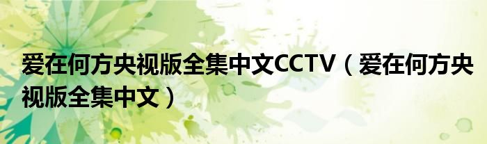 爱在何方央视版全集中文CCTV（爱在何方央视版全集中文）