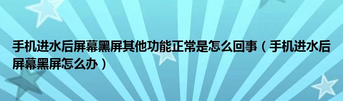 手机进水后屏幕黑屏其他功能正常是怎么回事（手机进水后屏幕黑屏怎么办）