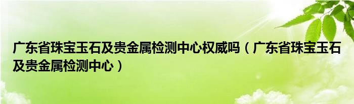 广东省珠宝玉石及贵金属检测中心权威吗（广东省珠宝玉石及贵金属检测中心）