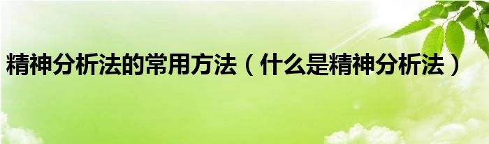 精神分析法的常用方法（什么是精神分析法）