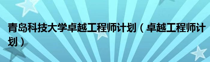 青岛科技大学卓越工程师计划（卓越工程师计划）