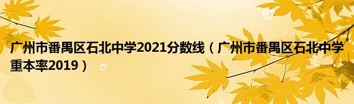 广州市番禺区石北中学2021分数线（广州市番禺区石北中学重本率2019）