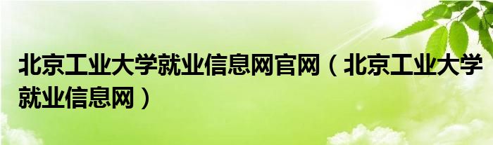 北京工业大学就业信息网官网（北京工业大学就业信息网）