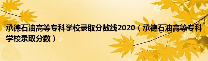 承德石油高等专科学校录取分数线2020（承德石油高等专科学校录取分数）